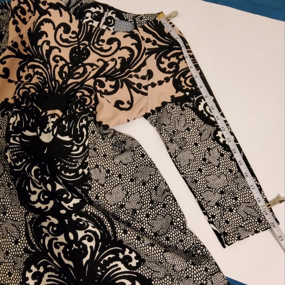 NWT! Rabbit Rabbit Rabbit Design Damask Print 3/4 Sleeve Sheath Dress Size 4 - Picture 6 of 10